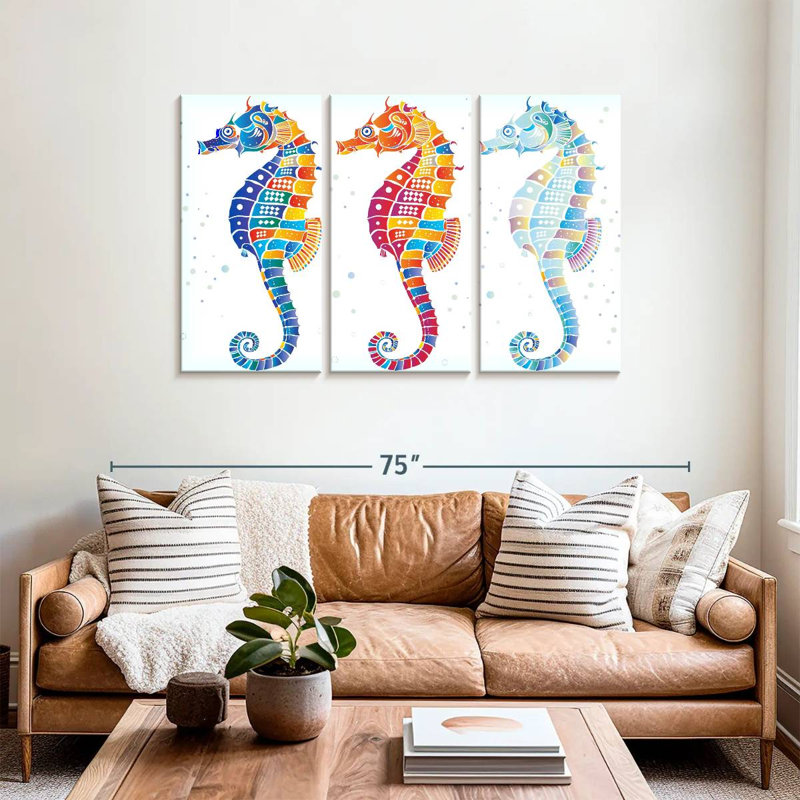 Seahorses Trio, 36" H x 57" W
