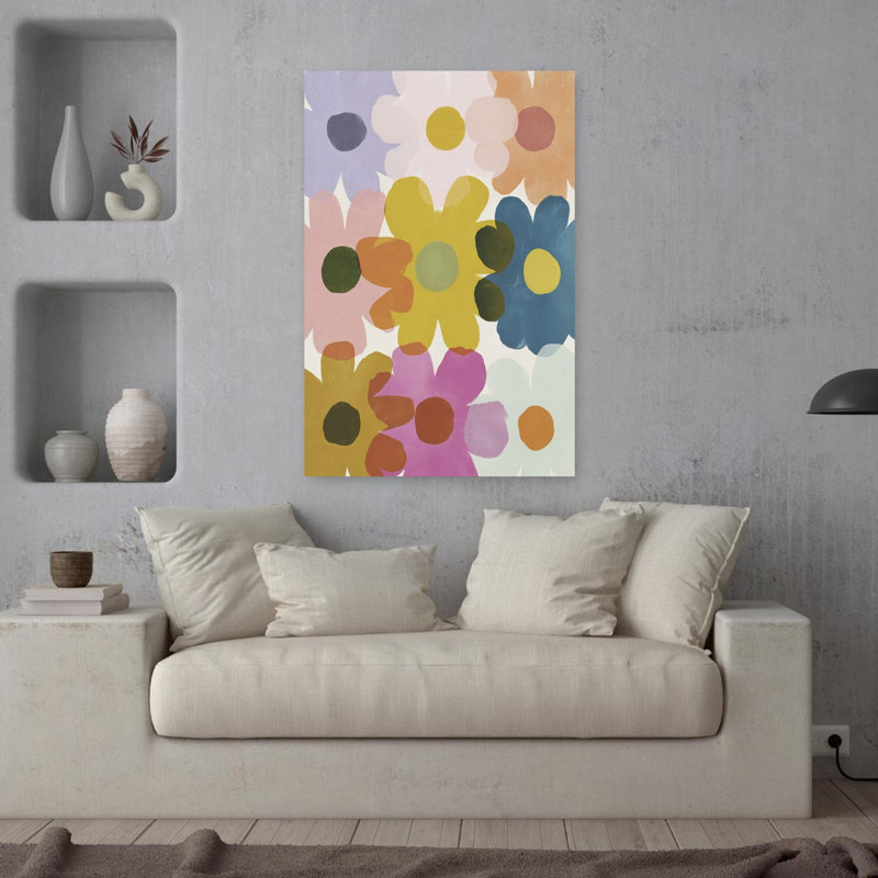 Fleurs colorées abstraites abstraites colorées, fleurs modernes, art mural, H 36 po x l 24 po
