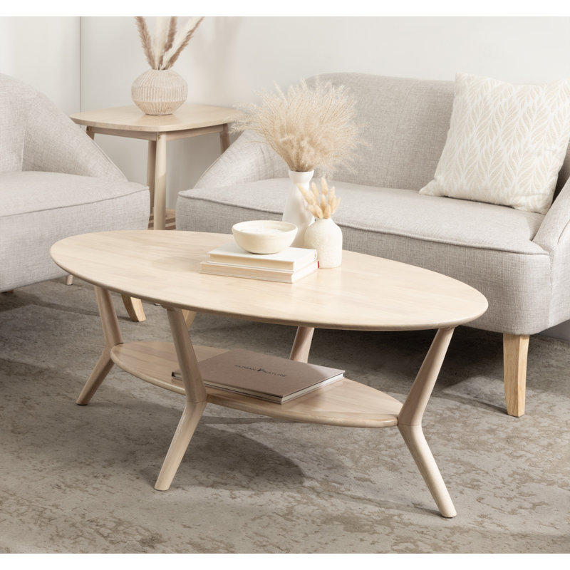 Oval Coffee Table for Living Room, Natural
