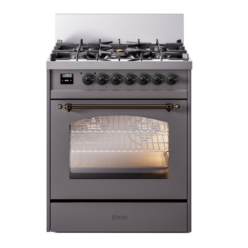 ILVE Nostalgie II 30 in Dual Fuel Range, Natural Gas, Graphite Matte/Bronze