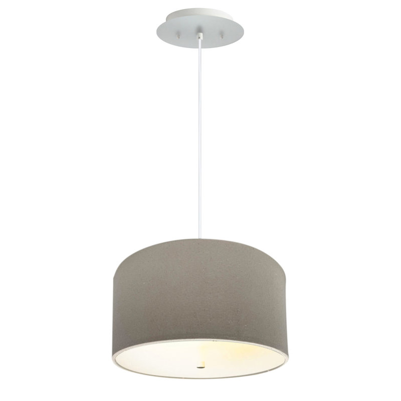 Luminaire suspendu tambour 2 lumières, gris, Blanc