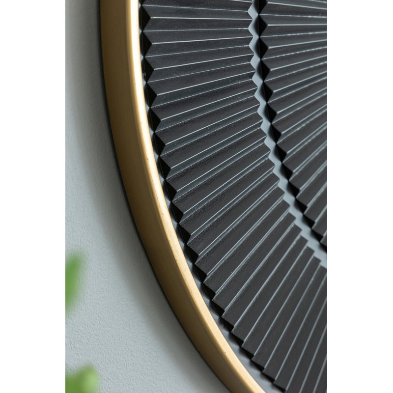 Manufactured Wood Frame Vertical Mirror, Golden Black, 31.5" x 31.5", Rond