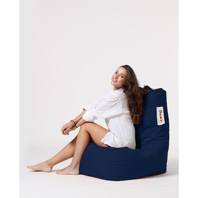 Petit fauteuil à billes, Polyester à 100 % bleu foncé