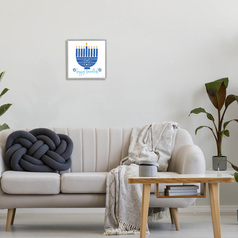 Joyeuse Hanoukka à motifs - bleu at-312, H 12 po x l 12 po x P 1,5 po, Estampe numérique Farmhouse