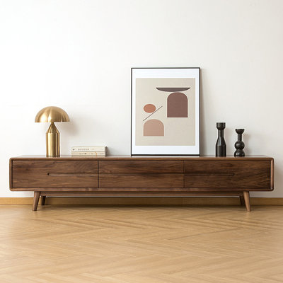 Modern Minimalist Black Walnut TV Stand Cabinet
