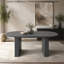 Table de salle à manger extensible pour 4 à 8 personnes, table de cuisine ovale avec base en bois pour salon familial (noir)