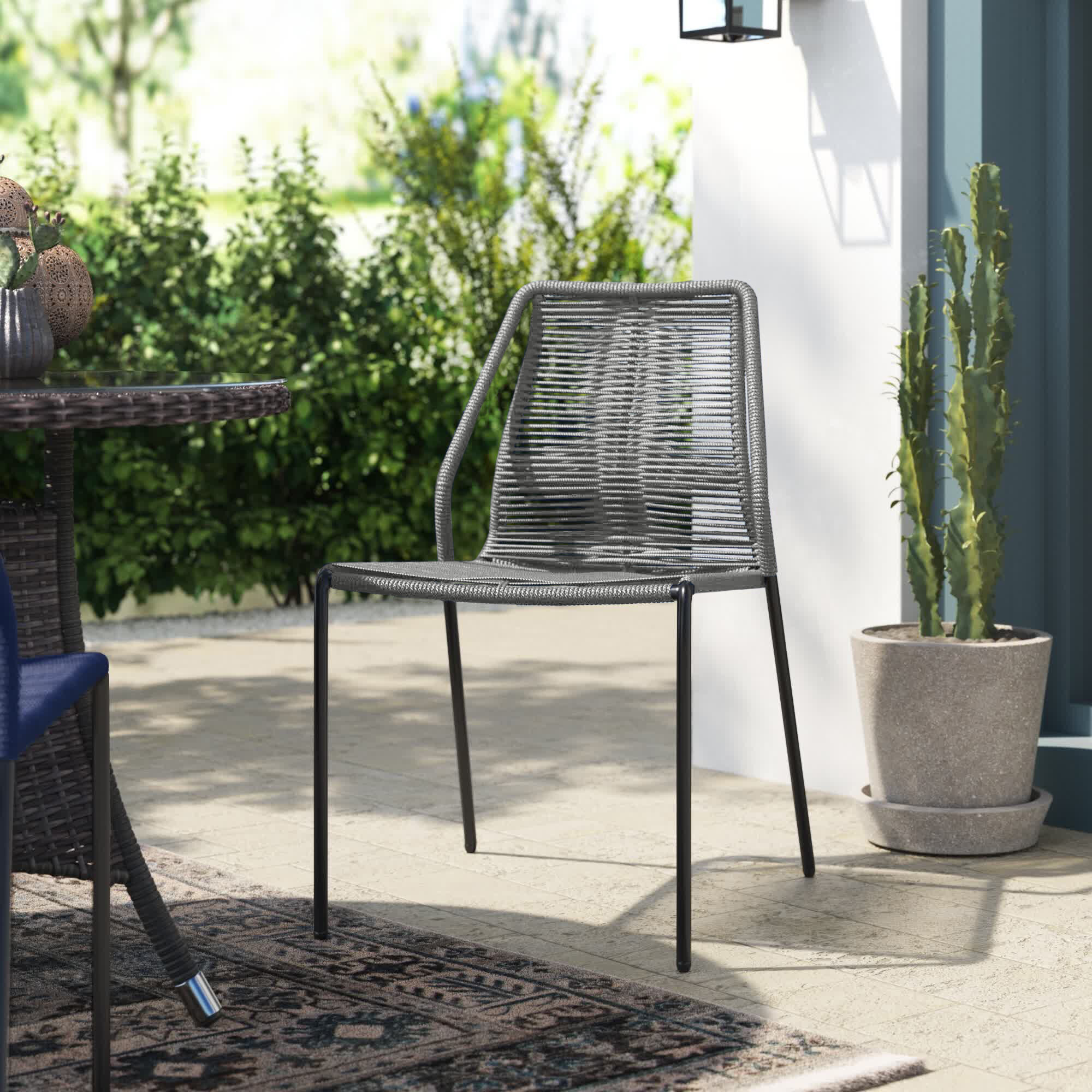 Mistana™ Chancy Indoor Outdoor Stackable Steel Dining Chair With