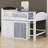 Space-Saving Loft Bed with Built-in Wardrobe, Storage Cabinet & LED-1947226085