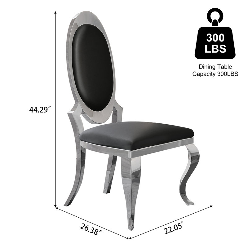Modern Metal Legs Side Chairs Dining Chair, 4, Silver, Black