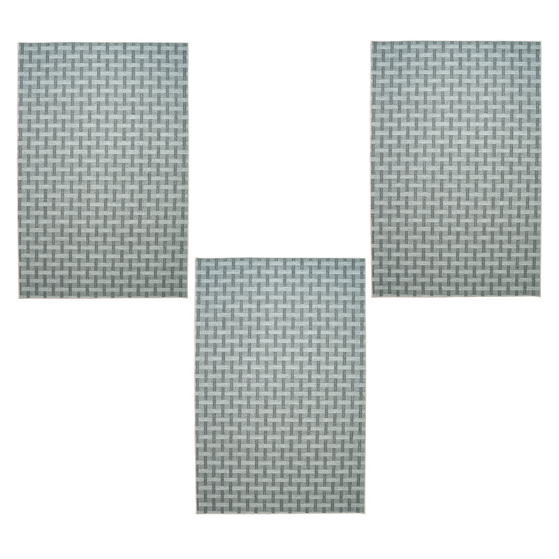 Ensemble de tapis intérieur / extérieur en polyester touffeté à la machine Acmetonia, Ovale 2 pi x 3 pi