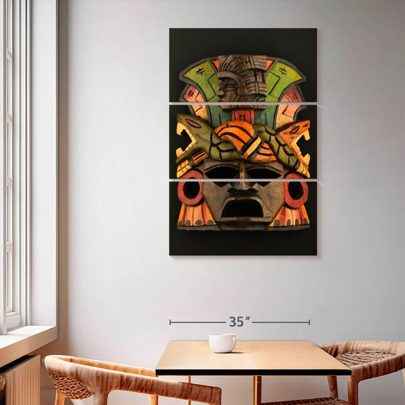 Senne Aztec Wooden Mask, 65" H x 42" W