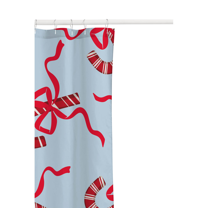 Rideau de douche léger et ultra fin Candycanes & Bows, Bleu clair