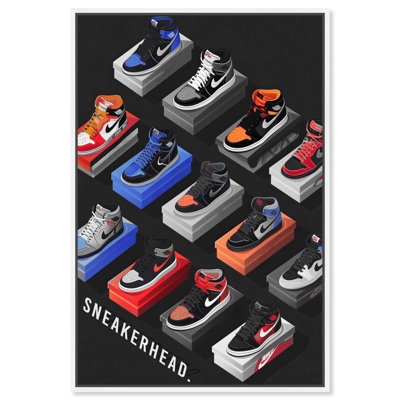 Sneakerhead Duo Color Collection Canvas Sneaker Wall Art by Art Remedy, White Frame, 36 x 54