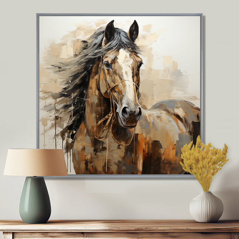 Cheval, liberté symbolique - impression sur toile, H 24 po x l 24 po x P 1 po, Encadrement argenté