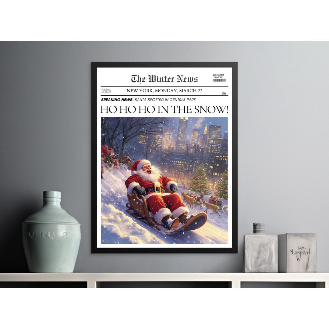 New York Christmas Black Framed Poster