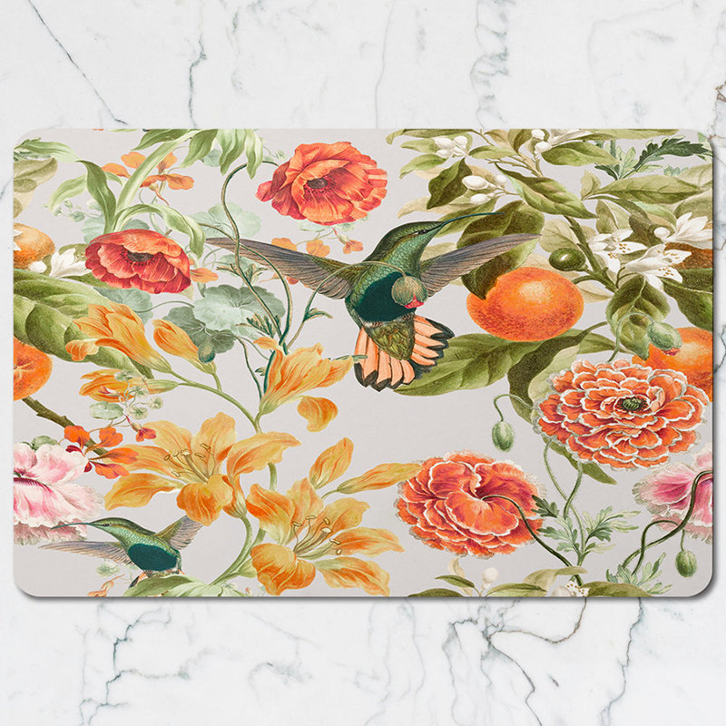 Floral Butterfly Placemats And Coasters Set Designer Artwork Collection Wood Backed Limited Edition