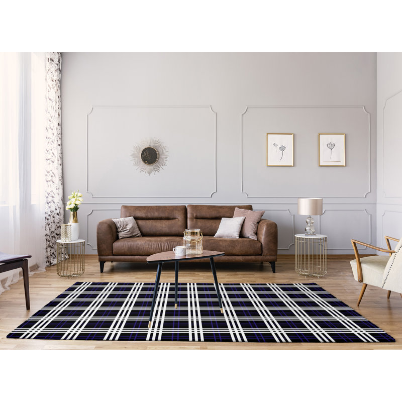 Tapis noir à carreaux, Rectangle 9 pi x 12 pi