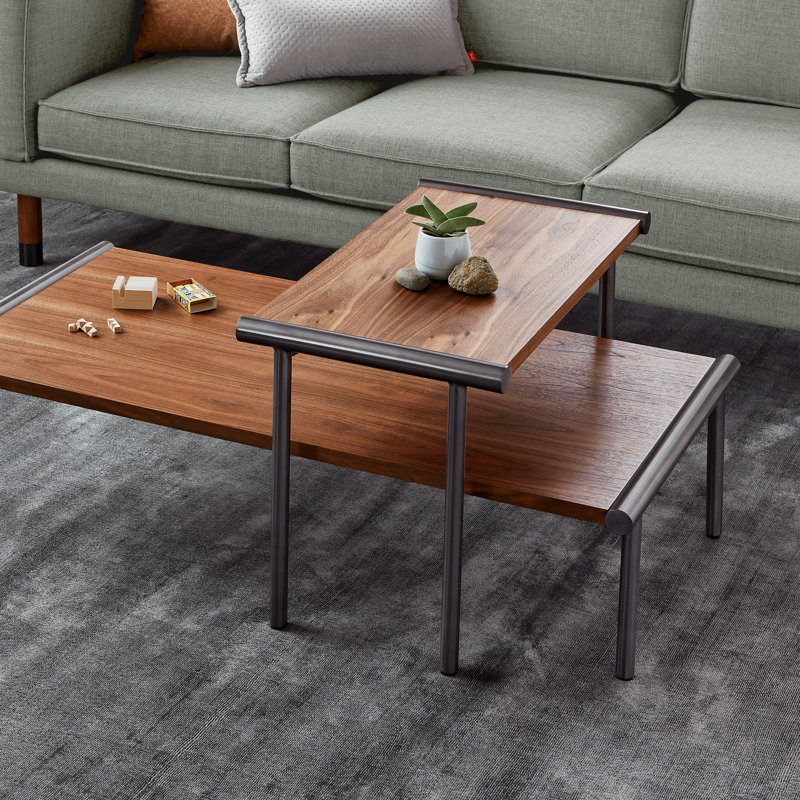 Manifold Nesting Coffee Table, Natural Walnut Top/Pewter Base