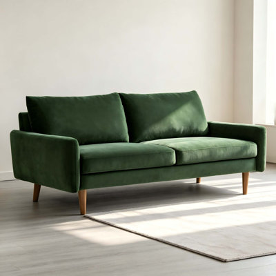 Plush Velvet Sofa with Tapered Wooden Legs for Elegant Comfort and Modern Living Room Decor Style