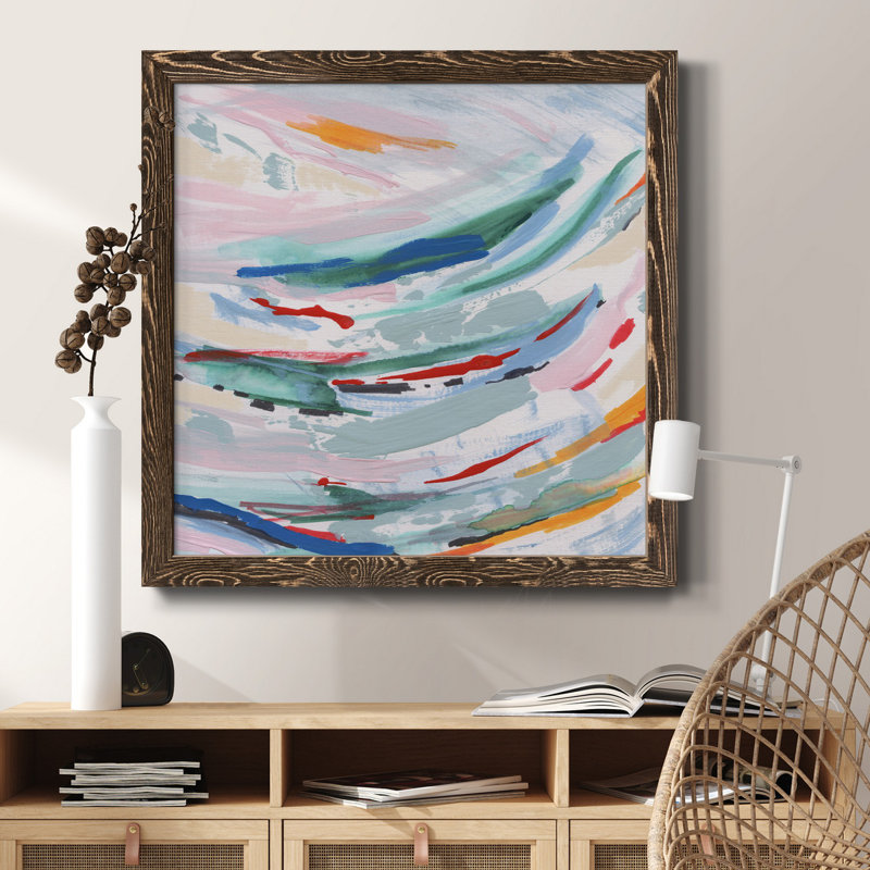 Sincere Red - peinture sur toile encadrée, H 34,5 po x l 34,5 po x P 1 po, Encadré de bois de noyer