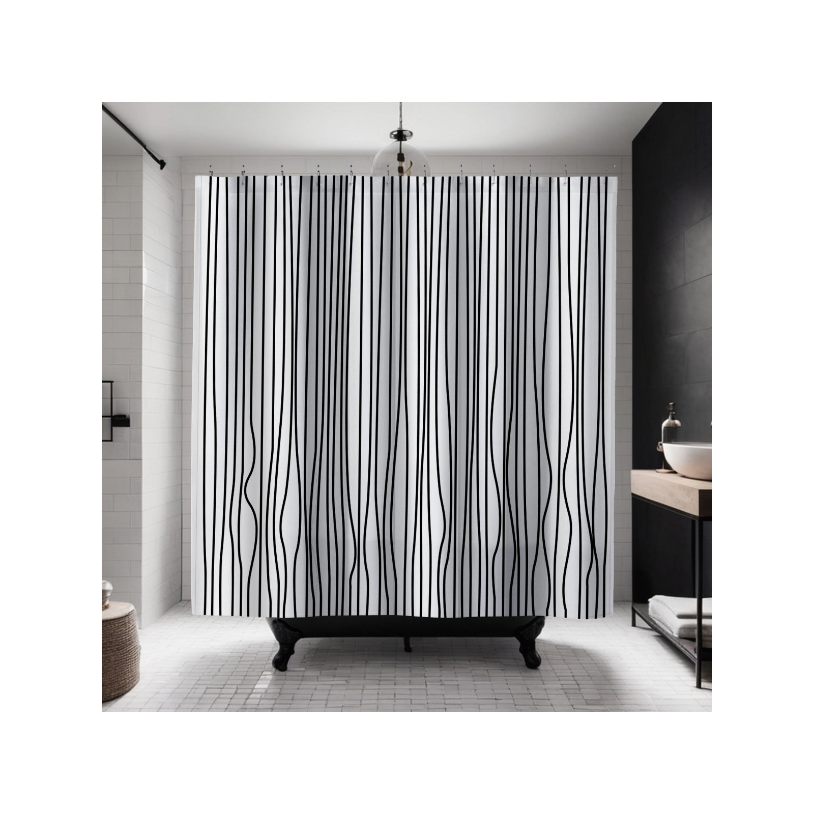 Coco Polyester Shower Curtain, Black