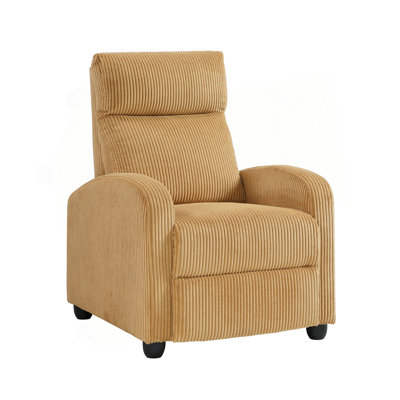 Modern Push Back Recliner Chair Soft Corduroy Upholstery Comfort Solid Wood Living Room Furniture 1Pc