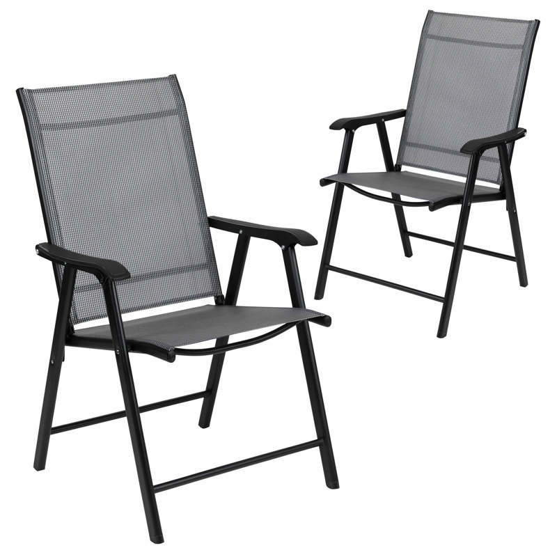 Chaise de patio pliante d'extérieur Hedgesville, Gris