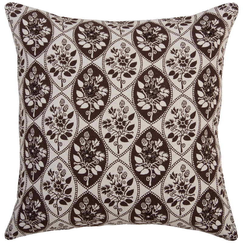 Coussin décoratif en toile de coton recyclé, Polyester, Brun / Naturel