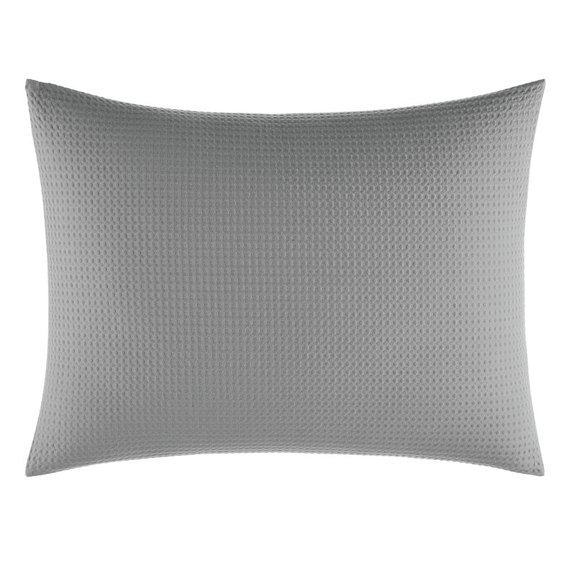 Vera Wang Waffle Pique Cotton Duvet Cover Set, King Duvet Cover + 2 King Shams, Grey