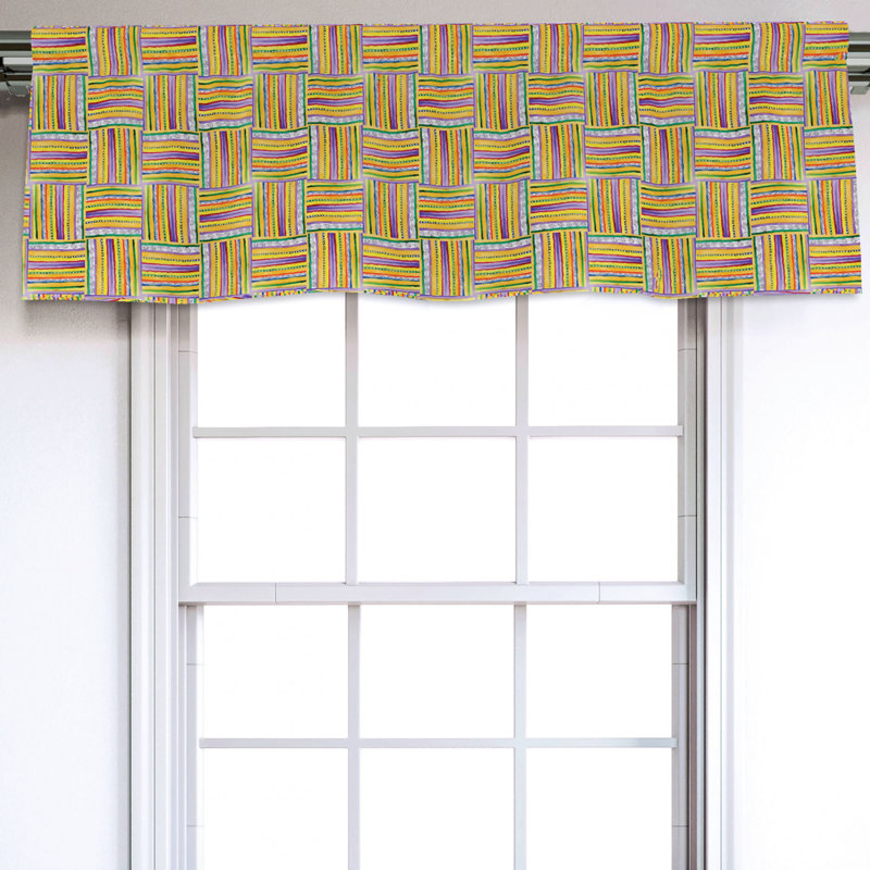 Sateen Geometric Ruffled Window Valance