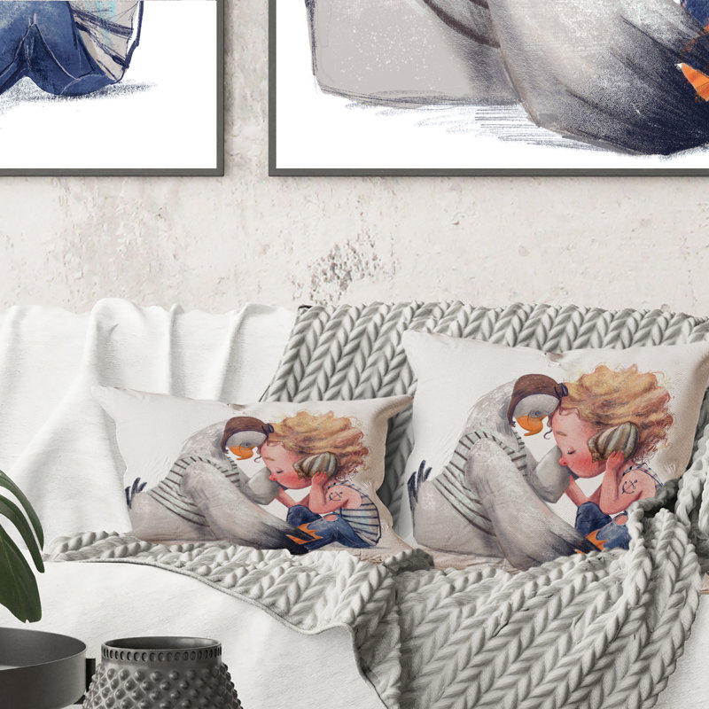 Coussin Little Girl With Albatros II, 16 po x 16 po