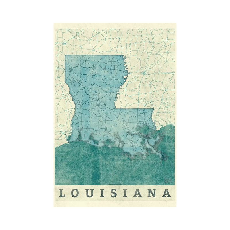 Louisiana Map by Hubert Roguski - Wrapped Canvas Print, 20.32 cm H x 30.48 cm W