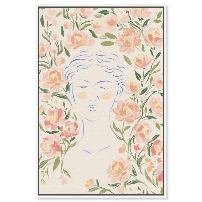 Artemis And Flowers Print by Oliver Gal, 55"H x 37"W, White Floater Frame
