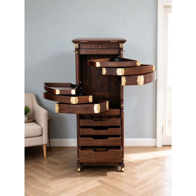Nouvelle armoire à bijoux multifonctionnelle en noyer de style chinois