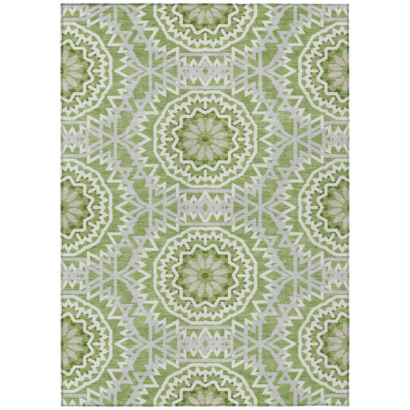 Kayann Washable Geometric Indoor / Outdoor Rug, Rectangle 8' x 10'