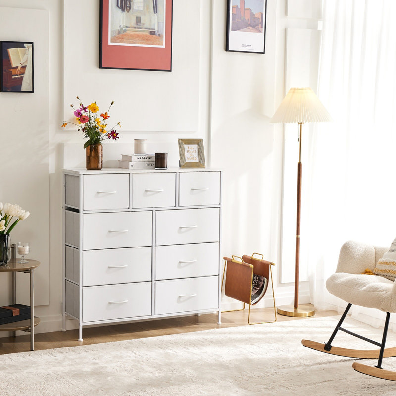 Grande commode de rangement en tissu, White