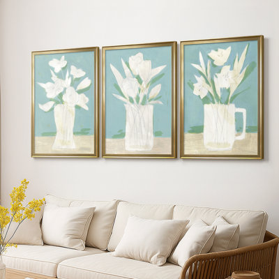 Mute Spring Arrangement I - Toile tendue avec châssis sur mesure - 3 pièces