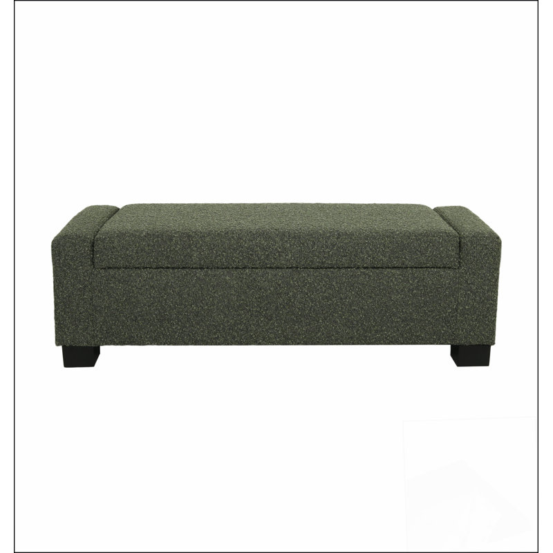 Banc repose-pieds de 50 po en tissu texturé rectangulaire avec couvercle à charnières pour le siège, le repose-pieds et le rangement caché, parfait pour le salon, la chambre à coucher ou le vestibule
