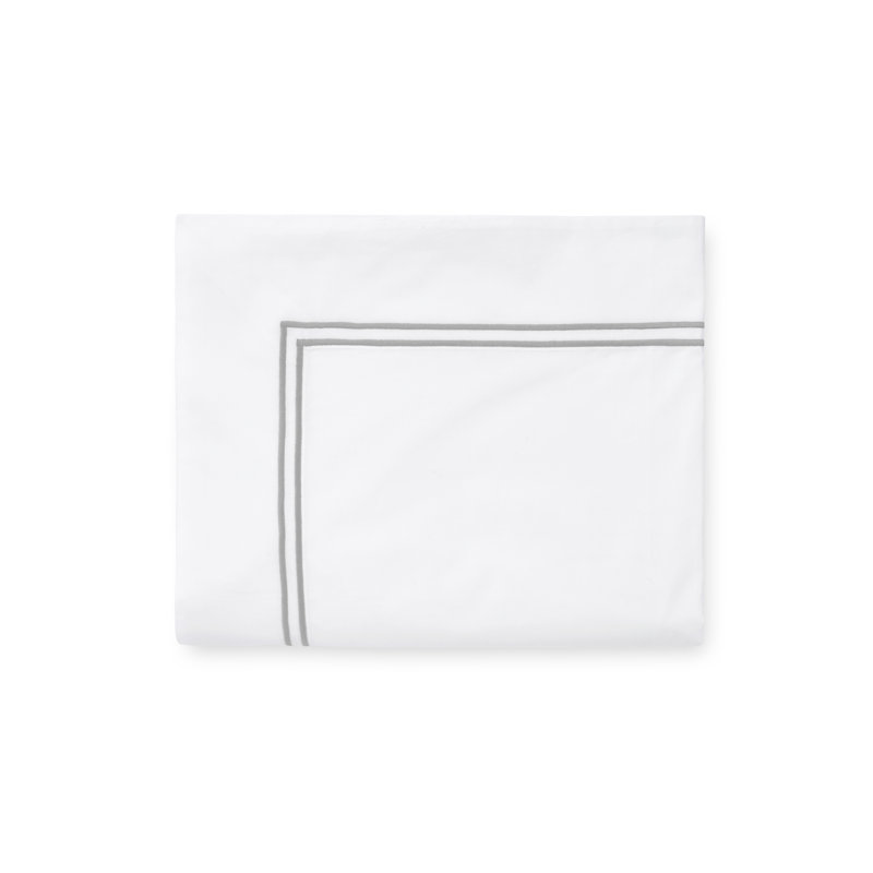 Grande Hotel Percale Flat Sheet, White/Silver, Full/Queen Flat Sheet