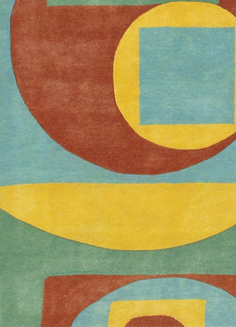 Tapis vert / rouge en laine touffeté à la main Abstract, Rectangle 5 pi x 7 pi 6 po