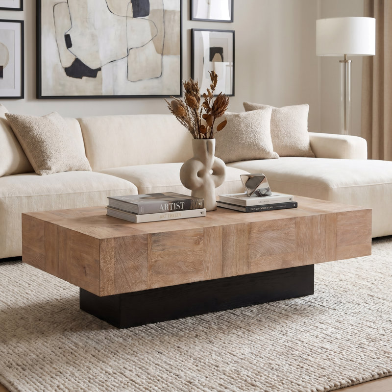 Camari Solid Wood Pedestal Coffee Table, Natural