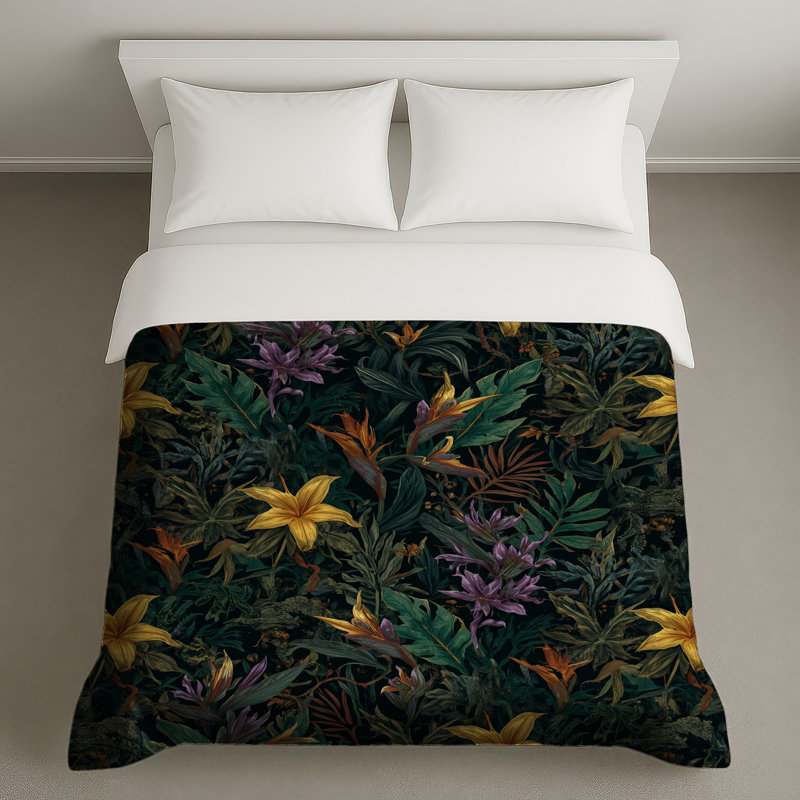 Housses de couette à fleurs tropicales exotiques, Grand lit
