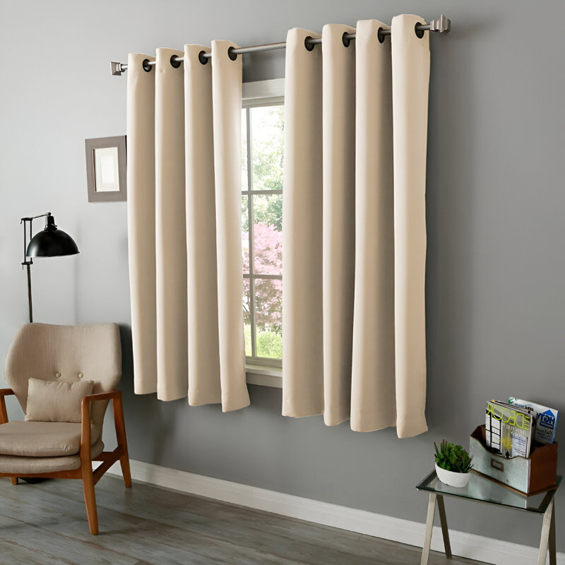 Cariya Small Window Eyelet Blackout Thermal Curtains  – Light Blocking & Energy Efficient, Cream, 117cm Width x 137cm Drop