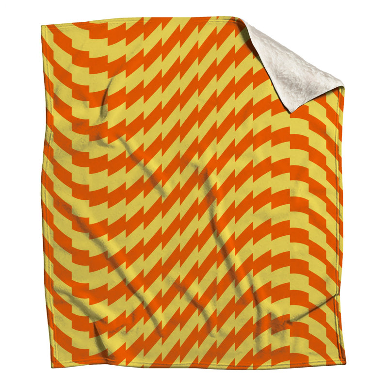 Couvertures en zigzag jaunes et orange, L 50 po x H 60 po