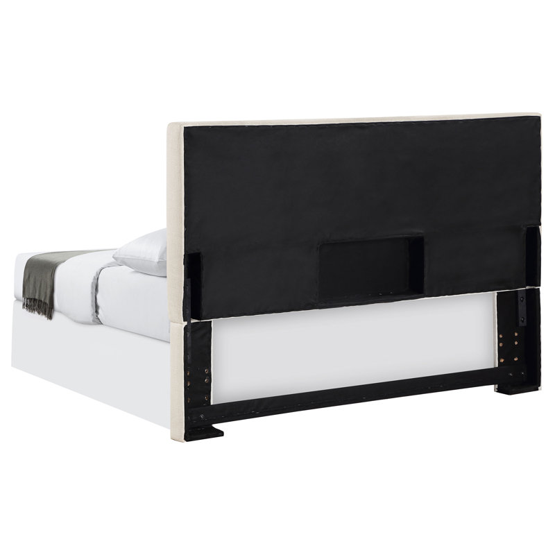 Barbel Upholstered King Panel Headboard Sand, King, Beige