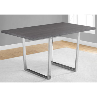 Grey Laminate Dining Table 60", Rectangular Shape, Metal Legs, Modern Style For Kitchen & Room, Seats 4 60" In Laminate, With Leg Assembly Part, Dining,