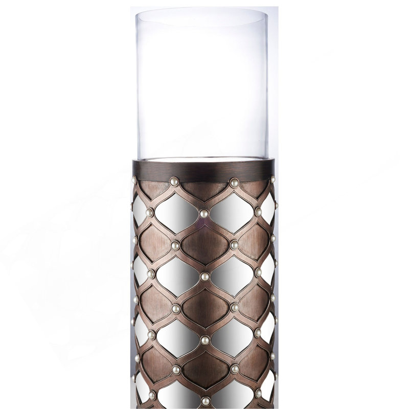 Grand bougeoir 31 po avec verre ouragan, miroir Arabesque