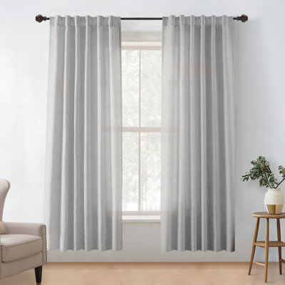 Janie Rod Pocket Semi-Sheer Curtain Panel Pair