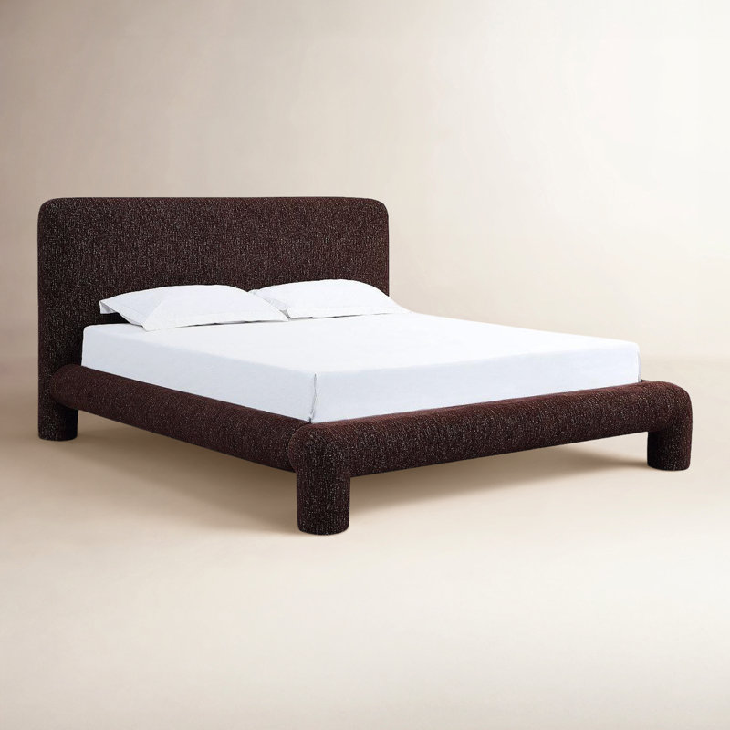 Mocoa Fully Upholstered Platform Bed In Mongoose Chenille, Queen
