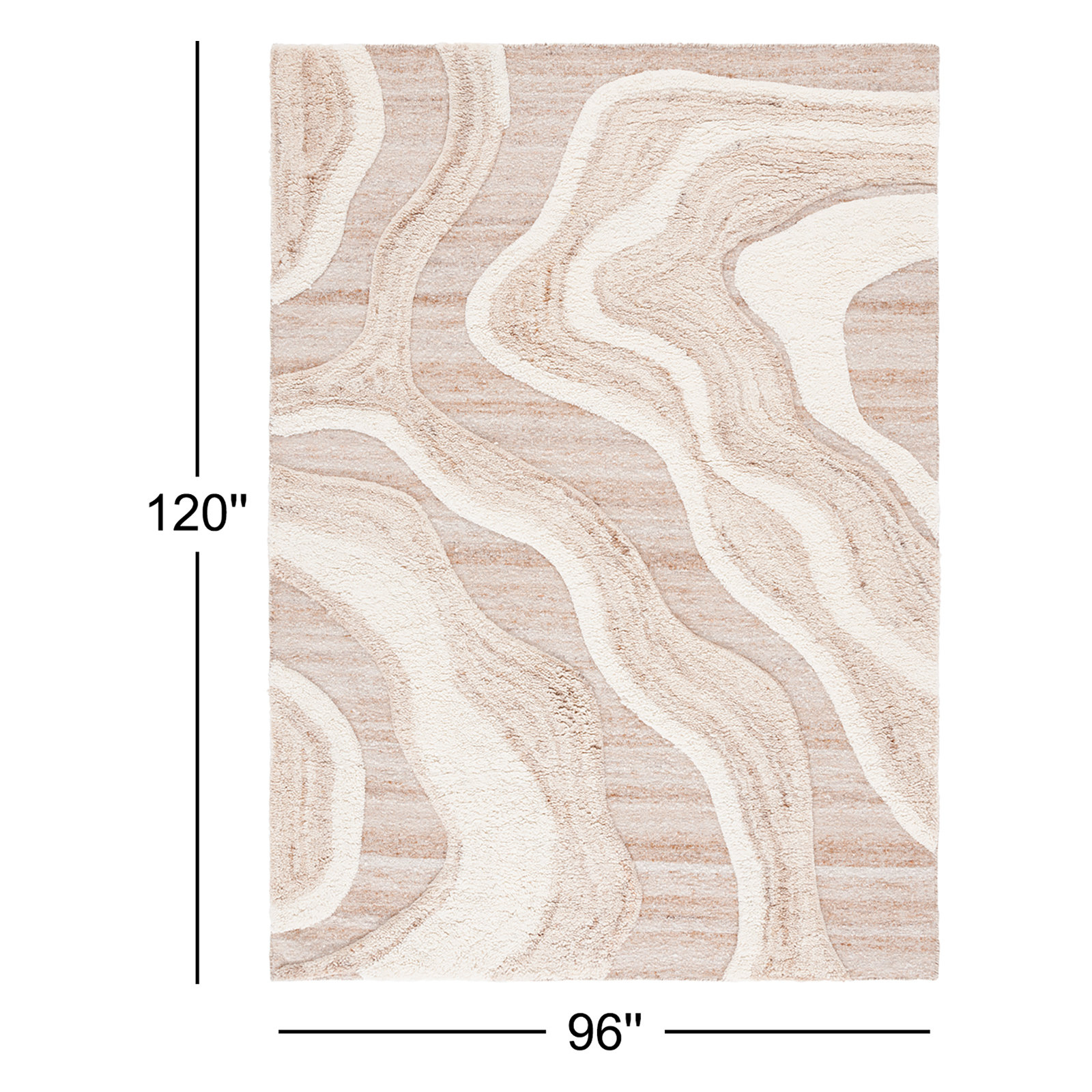 Lyonel Ivory Brown Abstract Rug, Rectangle 8' x 10'